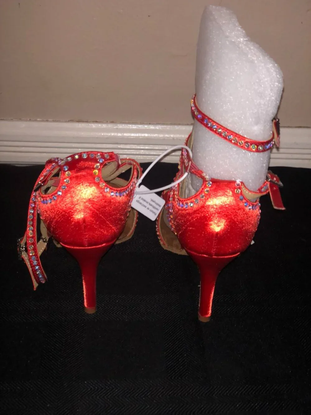 Dance and Sway Tangerine Rhinestone Latin Dance Shoes 7-7.5